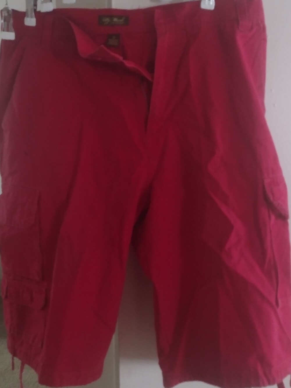 Men's Bright Red Cargo Shorts - Size 38